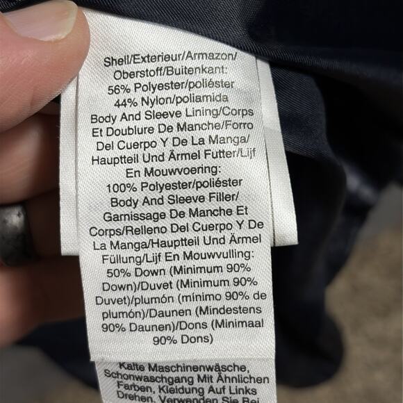 Women’s Donna Karan $350 Hooded Zip Front Quilted Navy Blue Jacket Size Medium - Picture 12 of 13